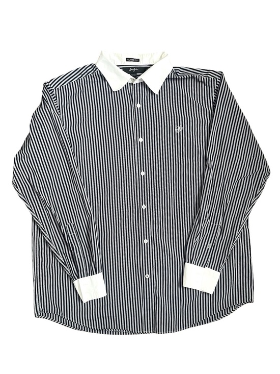 Sean John Other - Sean John Long Sleeve Button Up Navy & White Striped XXL 100% Cotton Y2K Skate